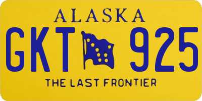 AK license plate GKT925