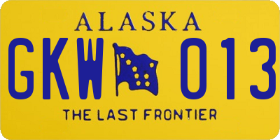 AK license plate GKW013