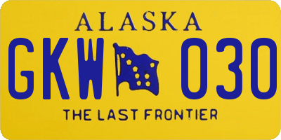 AK license plate GKW030