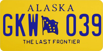 AK license plate GKW039