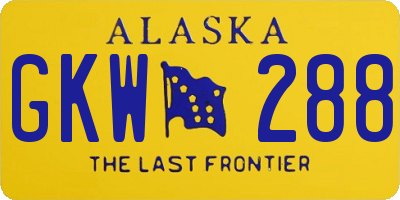 AK license plate GKW288