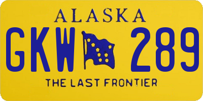 AK license plate GKW289
