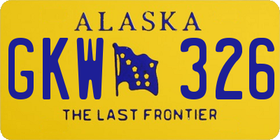 AK license plate GKW326