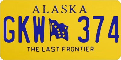 AK license plate GKW374