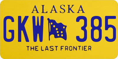 AK license plate GKW385