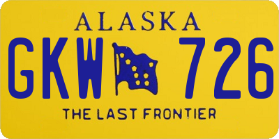 AK license plate GKW726