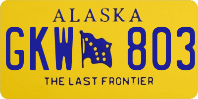 AK license plate GKW803