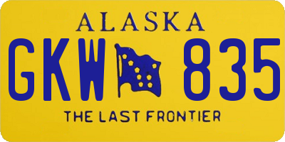 AK license plate GKW835
