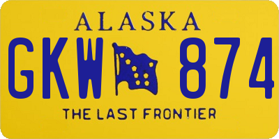 AK license plate GKW874
