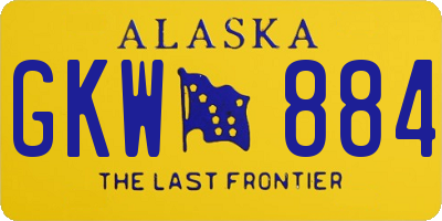 AK license plate GKW884