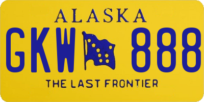 AK license plate GKW888