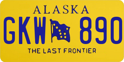 AK license plate GKW890