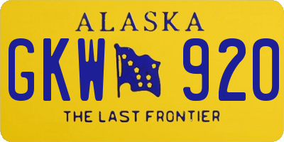 AK license plate GKW920