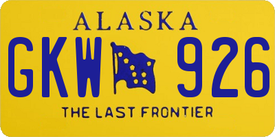 AK license plate GKW926