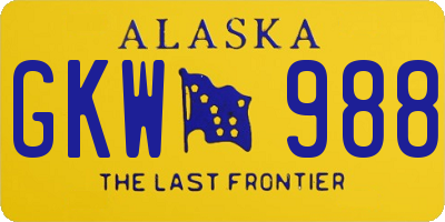 AK license plate GKW988