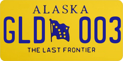 AK license plate GLD003