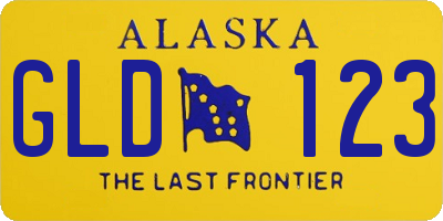 AK license plate GLD123