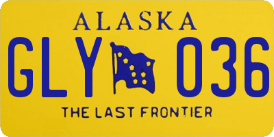 AK license plate GLY036