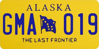AK license plate GMA019