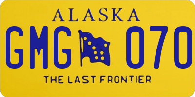 AK license plate GMG070
