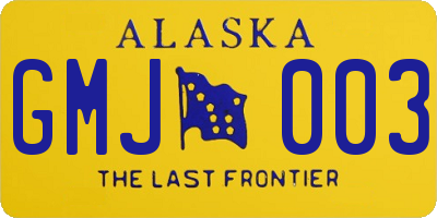 AK license plate GMJ003