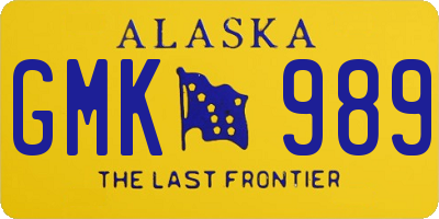 AK license plate GMK989