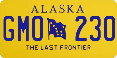 AK license plate GMO230