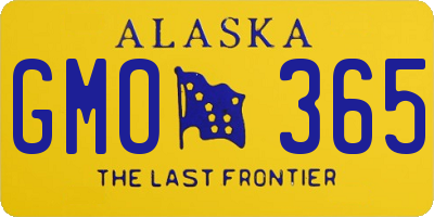 AK license plate GMO365