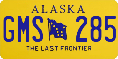AK license plate GMS285