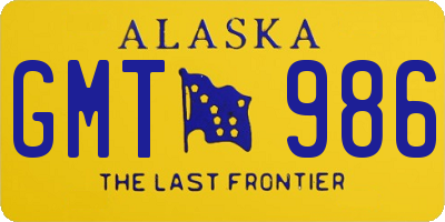 AK license plate GMT986