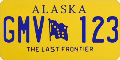 AK license plate GMV123