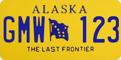 AK license plate GMW123