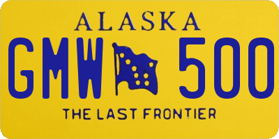 AK license plate GMW500