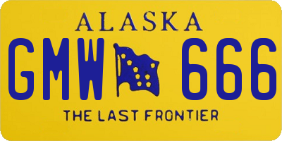 AK license plate GMW666