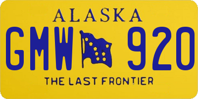 AK license plate GMW920