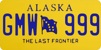 AK license plate GMW999