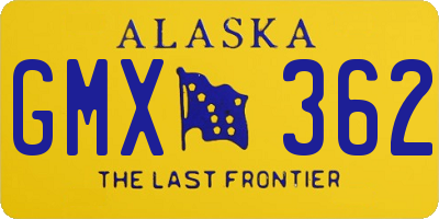 AK license plate GMX362