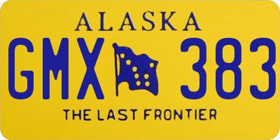 AK license plate GMX383