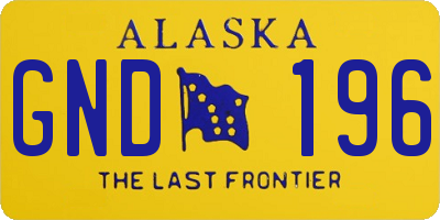 AK license plate GND196