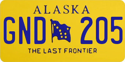 AK license plate GND205