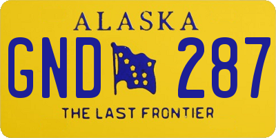 AK license plate GND287