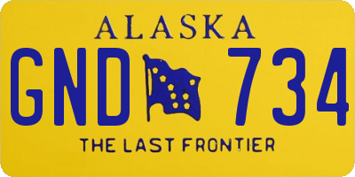 AK license plate GND734