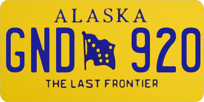 AK license plate GND920
