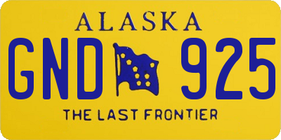 AK license plate GND925
