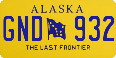 AK license plate GND932