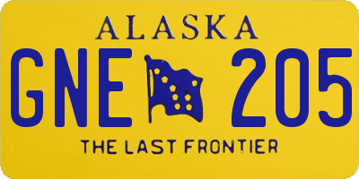 AK license plate GNE205