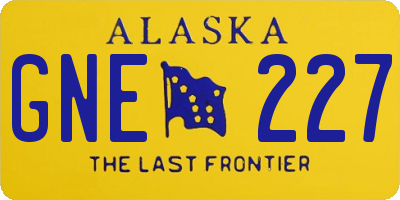 AK license plate GNE227