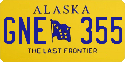 AK license plate GNE355