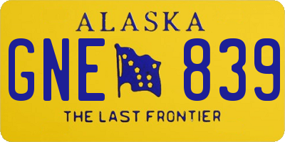 AK license plate GNE839