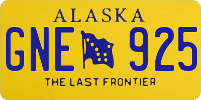 AK license plate GNE925